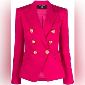 Balmain Fuchsia Double-Breasted Blazer FR 40 gold buttons